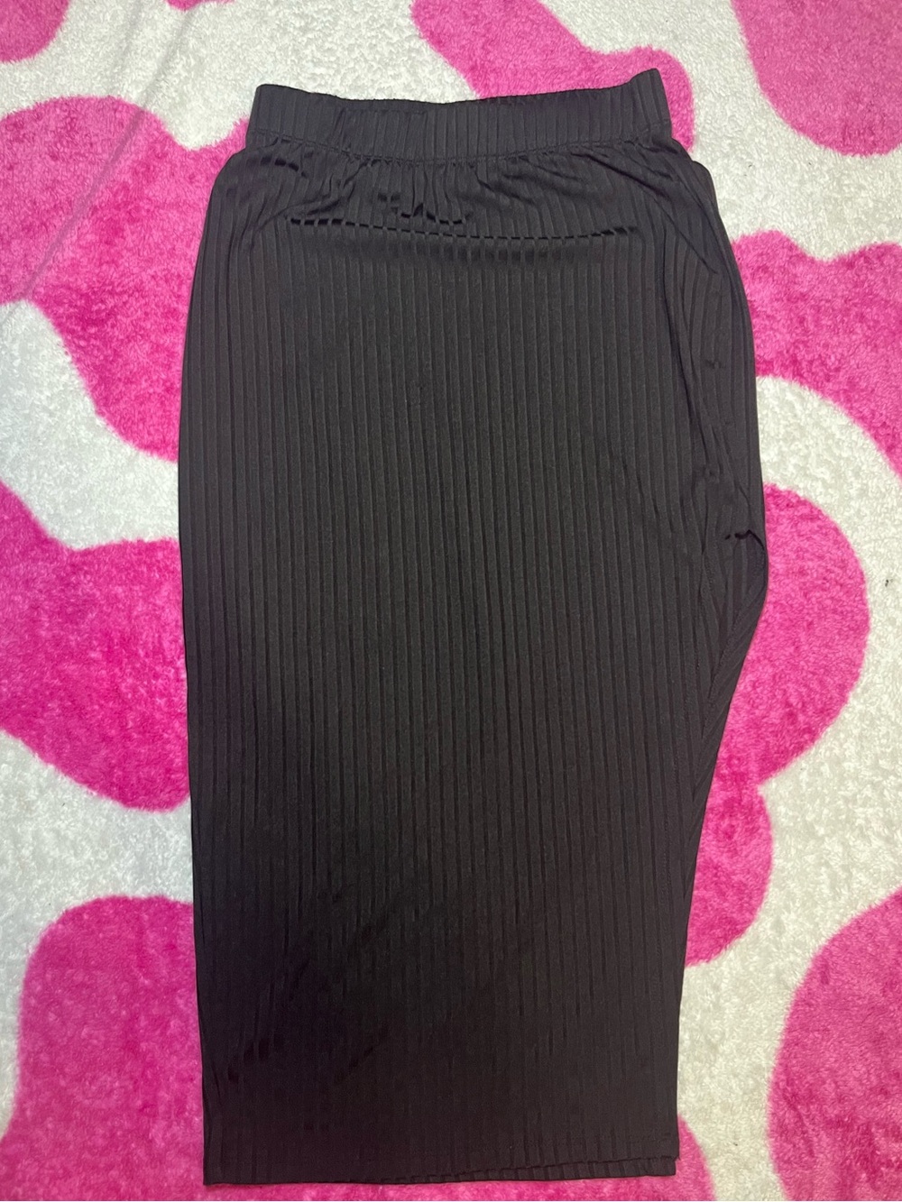 SHEIN Black Ribbed Pencil Skirt
